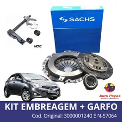 Kit Embreagem + Garfo C/ Rolamento Hb20 1.0 2012 A 2022