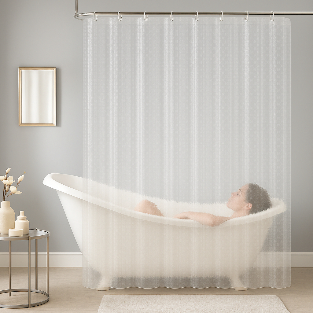 Cortina Box Em PVC Para Banheiro Anti Mofo com ganchos  espessura Grossa  gramatura com alto relevo resistente luxo