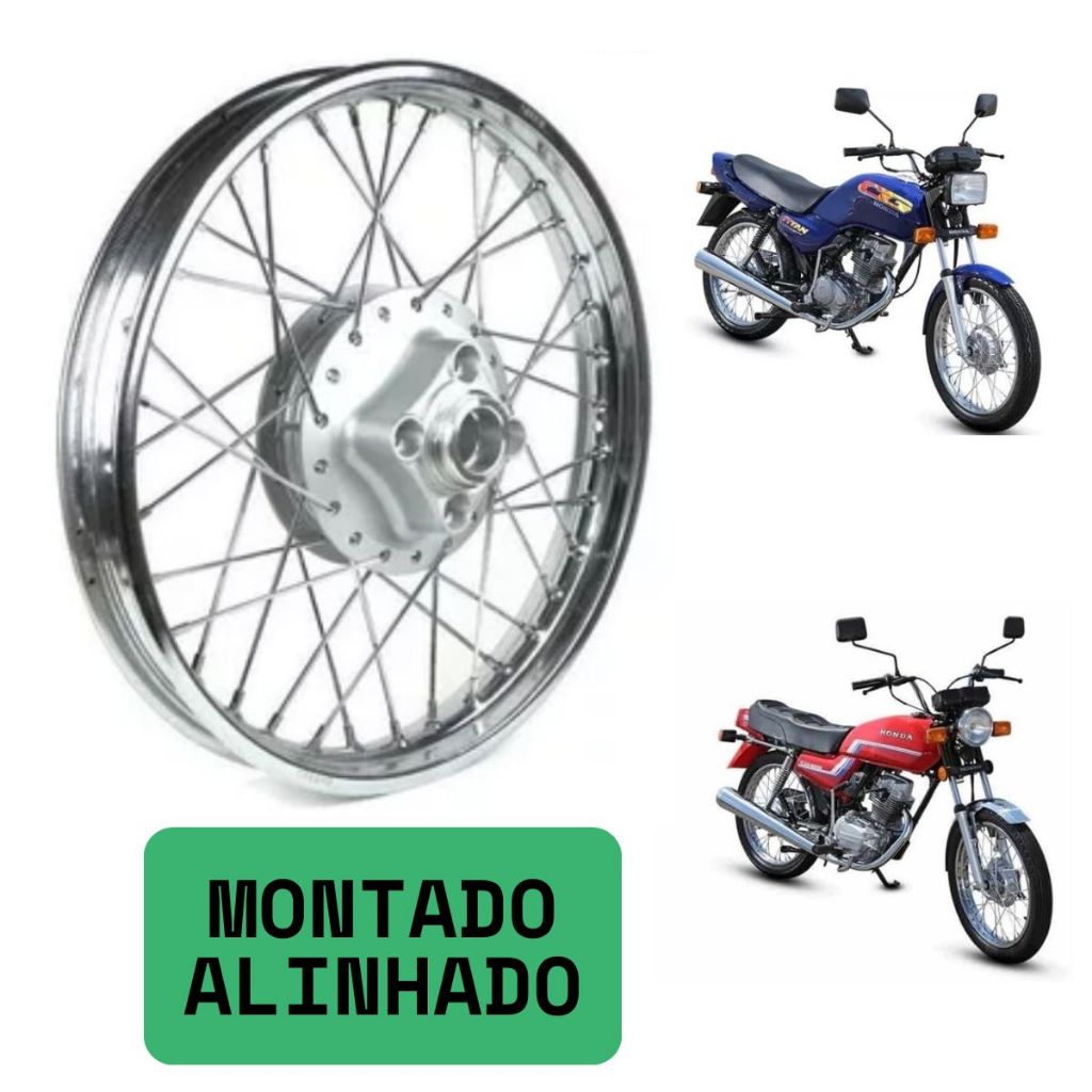 Roda Traseira Completa Monatada e Alinhada Cg 125 Titan 83 A 99 Raio 4mm