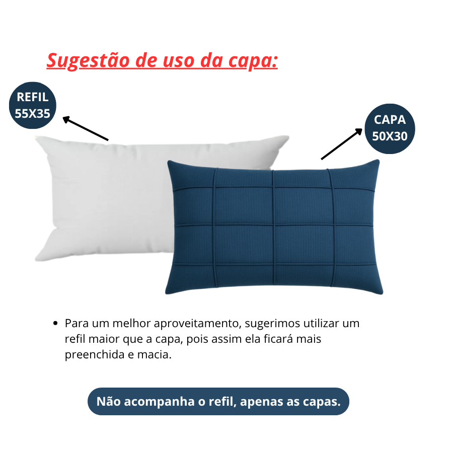 Kit 2 Capas De Almofada Retangular Baguete Suede Drapeada 30x50 — imagem 2 de 2