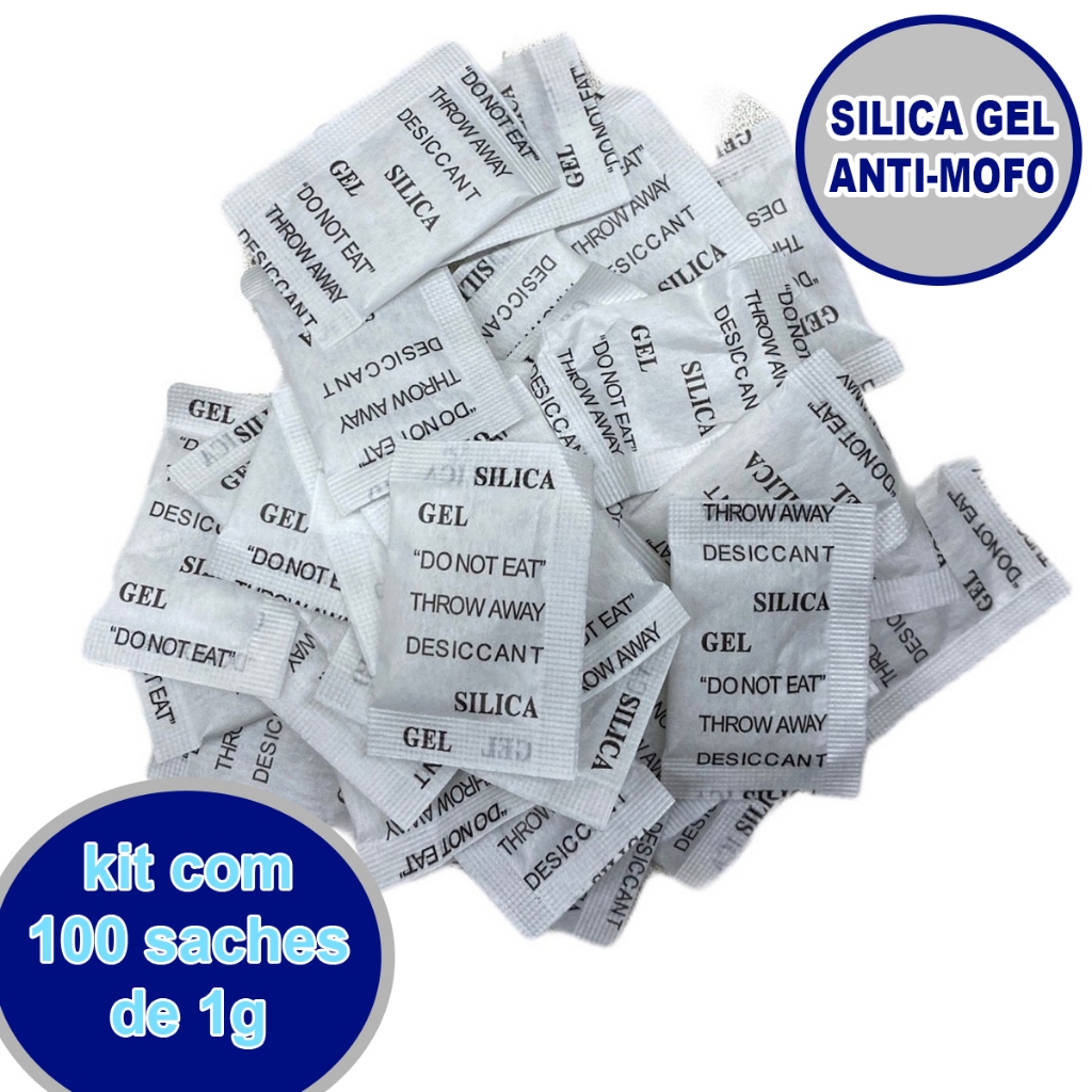 Silica Gel Kit com 100 unidade de 1g cada Desumidificador Anti Mofo Siilica em Oferta na Shopee