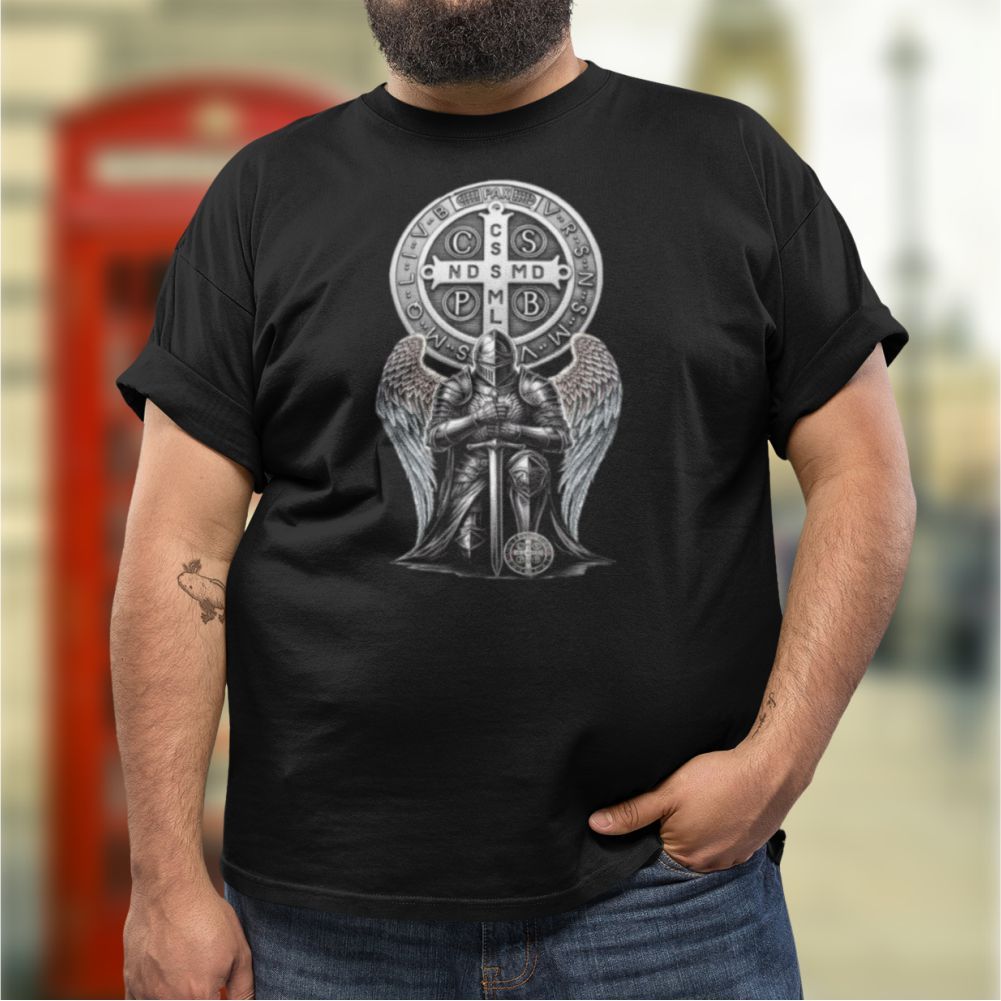 Camiseta Plus Size Medalha de São Bento Camisa Tamanho G1 G2 G3 G4 G5 Extra Grande 100% Algodão
