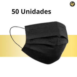 Máscara Descartável Tripla Camada PRETA - 50 Unidades em Oferta na Shopee