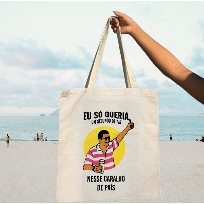 Bolsa Ecobag 100% algodão Eu só quero um pouco de paz em Oferta na Shopee