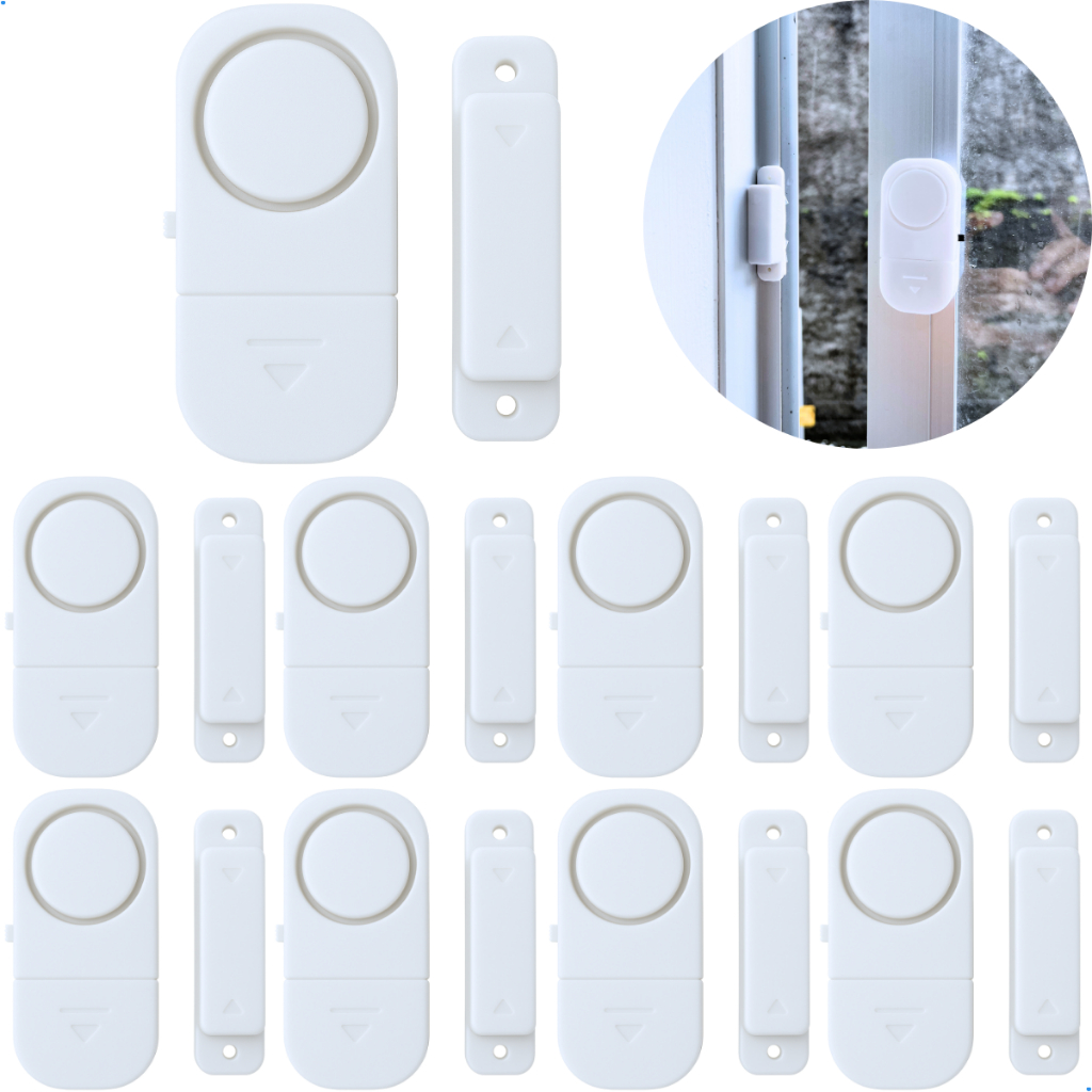9 alarme residencial sensor de abertura janela porta sonoro magnético sem fio pilha antifurto casa