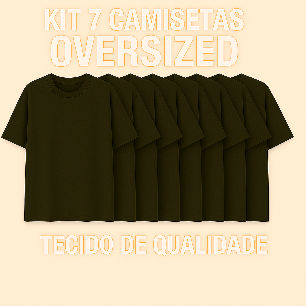 Kit 7 Camisetas Oversized Premium Tecido de Qualidade Algodão 30.1