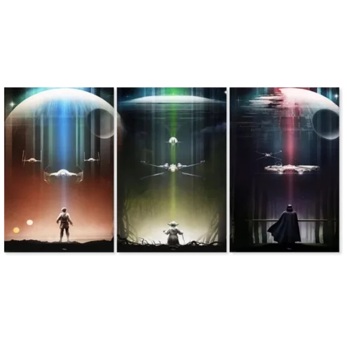 Quadro Decorativo Star Wars Luke Vader Yoda Galáxia Jedi Sith Força Universo Saga