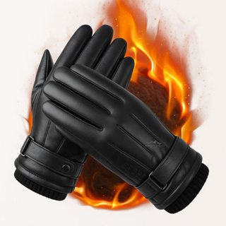 Luva de Couro Motoqueiro Térmica Forrada Antiderrapante  Impermeável em Oferta na Shopee