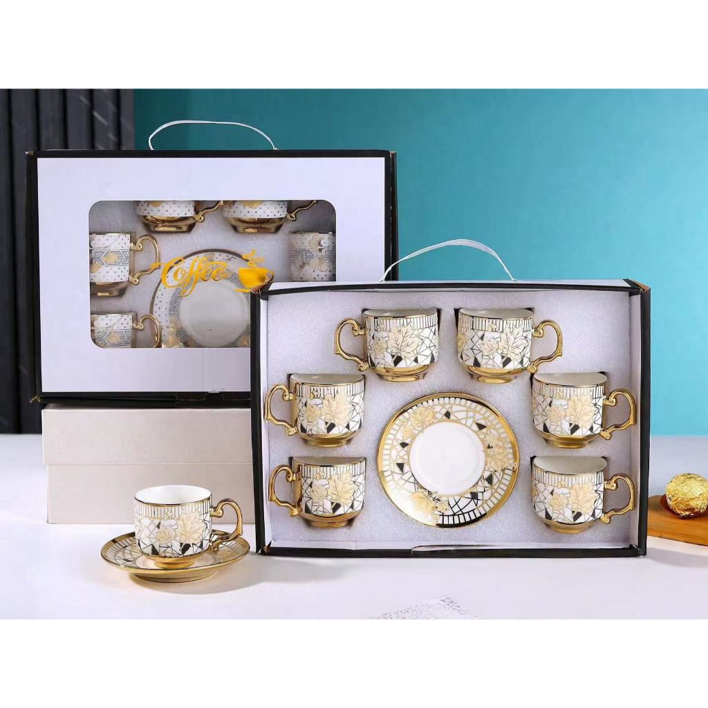 Xícara de café /cha kit com 6 conjunto (12 peças) de Cerâmica em porcelana