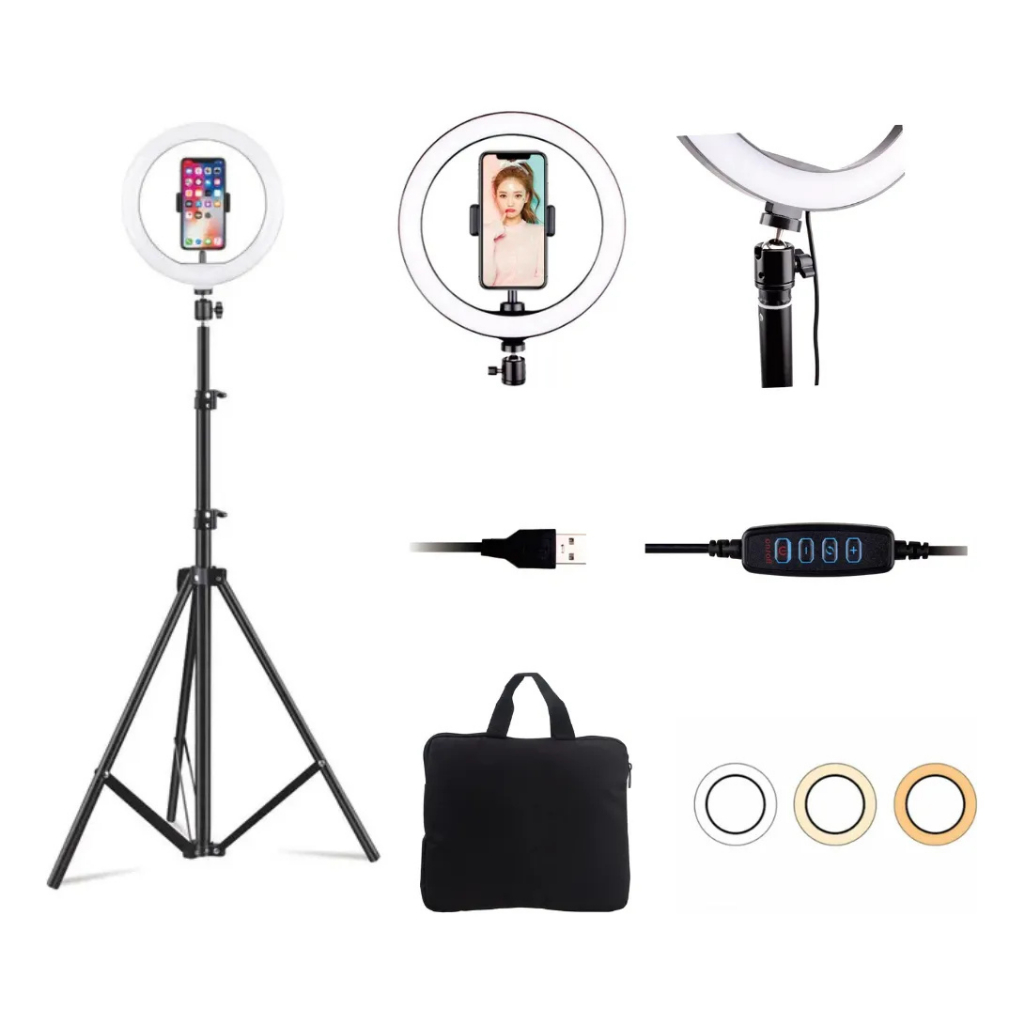 Kit Profissional Ring Light Labravia Com Tripe E Bolsa Youtuber Completo Iluminação Profissional Blogueiro Articulada
