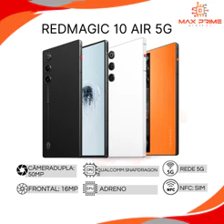 Redmagic 10 AIR 5G, Câmera dupla 50MP, 256GB/12 e 512/16GB RAM, Processador Snapdragon 8 Gen 3 Versão Global