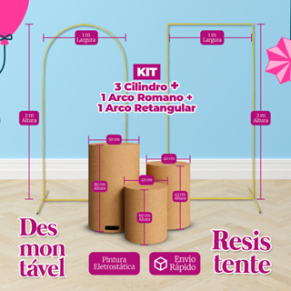 3 Cilindro em mdf + 1 Arco romano e 1 Arco Retangular Para Decoraçao em Oferta na Shopee