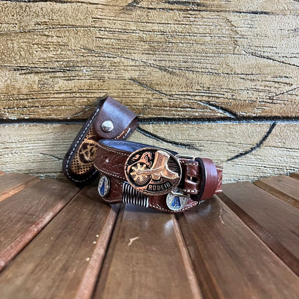 Cinto Infantil de Nossa Senhora Aparecida + Bainha de Canivete de Cavalo Couro Legítimo Muita Qualidade em Oferta na Shopee