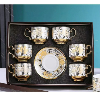Xícara de café /cha kit com 6 conjunto (12 peças) de Cerâmica em porcelana em Oferta na Shopee