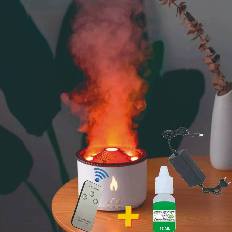 Aromatizador Umidificador Difusor de Aromas Vulcão 560mL+1 3 Óleo Essencial 100% Puro+Controle Fonte
