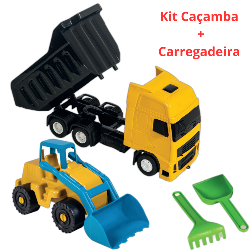 Kit Brinquedo Caminhão Caçamba Grande Trator Carregadeira  Pazinha Rastel em Oferta na Shopee