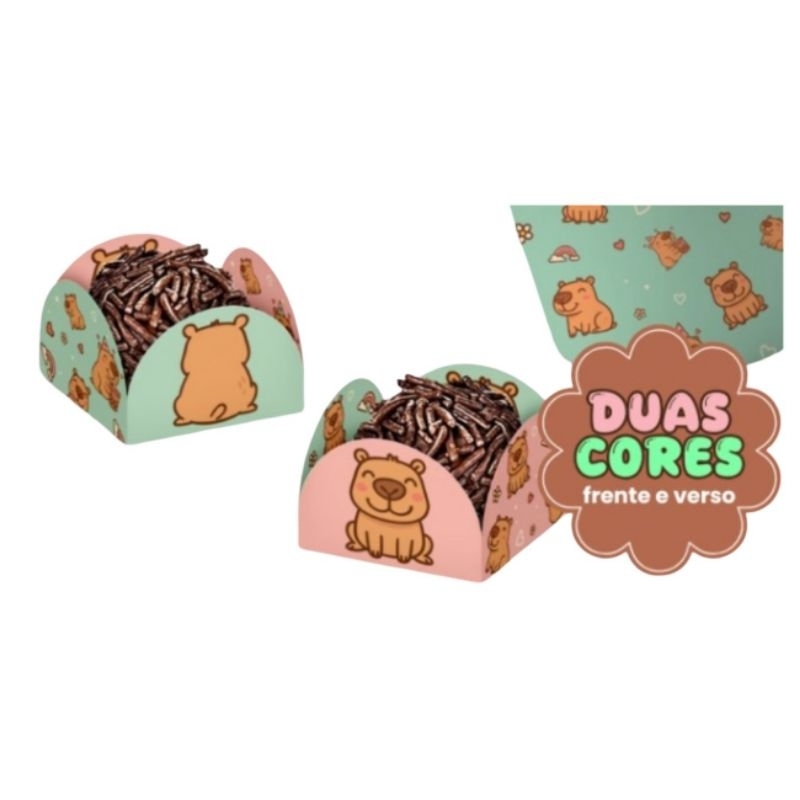 100 Porta Forminha Festa Capivara Dupla Face Decoração Capivara Aniversário Animais Festas Bichos Fofinho
