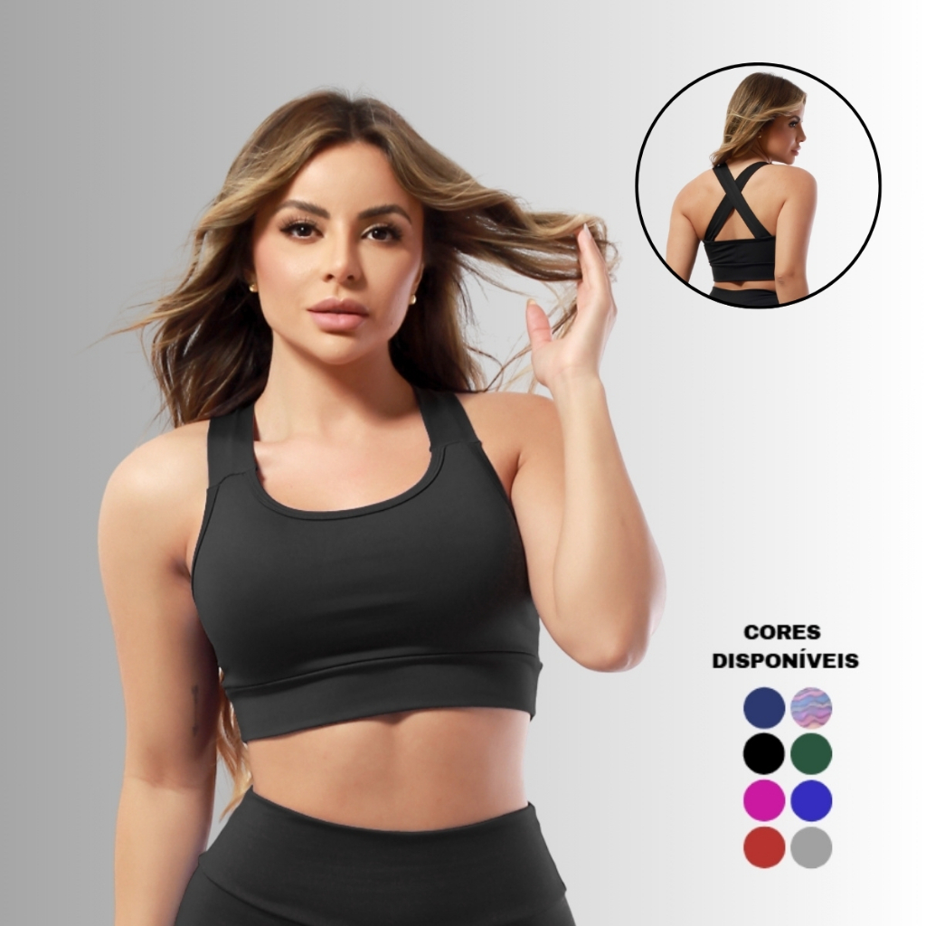 Top Fitness Toper Feminino Roupas Para Academia Ginastica Suplex Yoga B13 em Oferta na Shopee