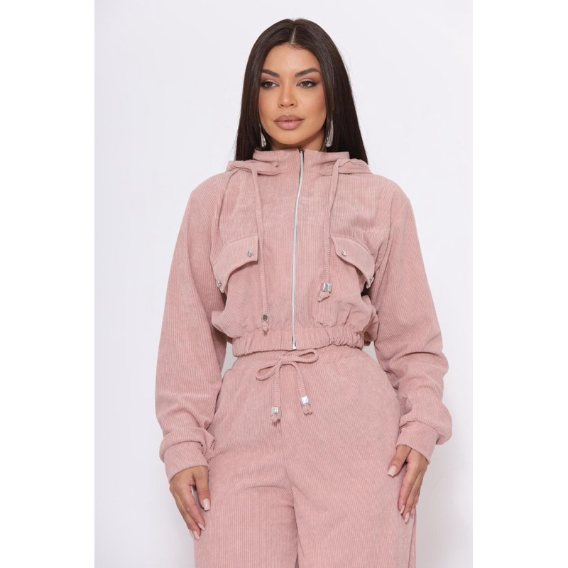 Conjunto Yasmin feminino de  inverno com touca e calça  wide leg| no tecido cotelê em Oferta na Shopee