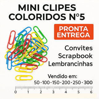 Clips de Papel Coloridos Nº 5 - Mini Clipes para Convites - Festas - Casamento - 15 Anos em Oferta na Shopee