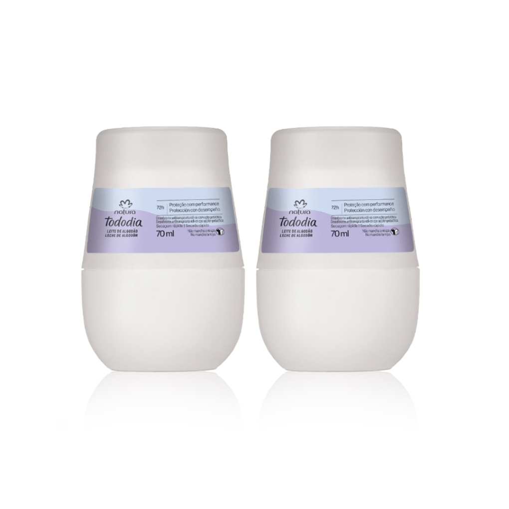 Kit 2 Natura Desodorante Antitranspirante Invisível Leite de Algodão.- Roll-on ou Creme
