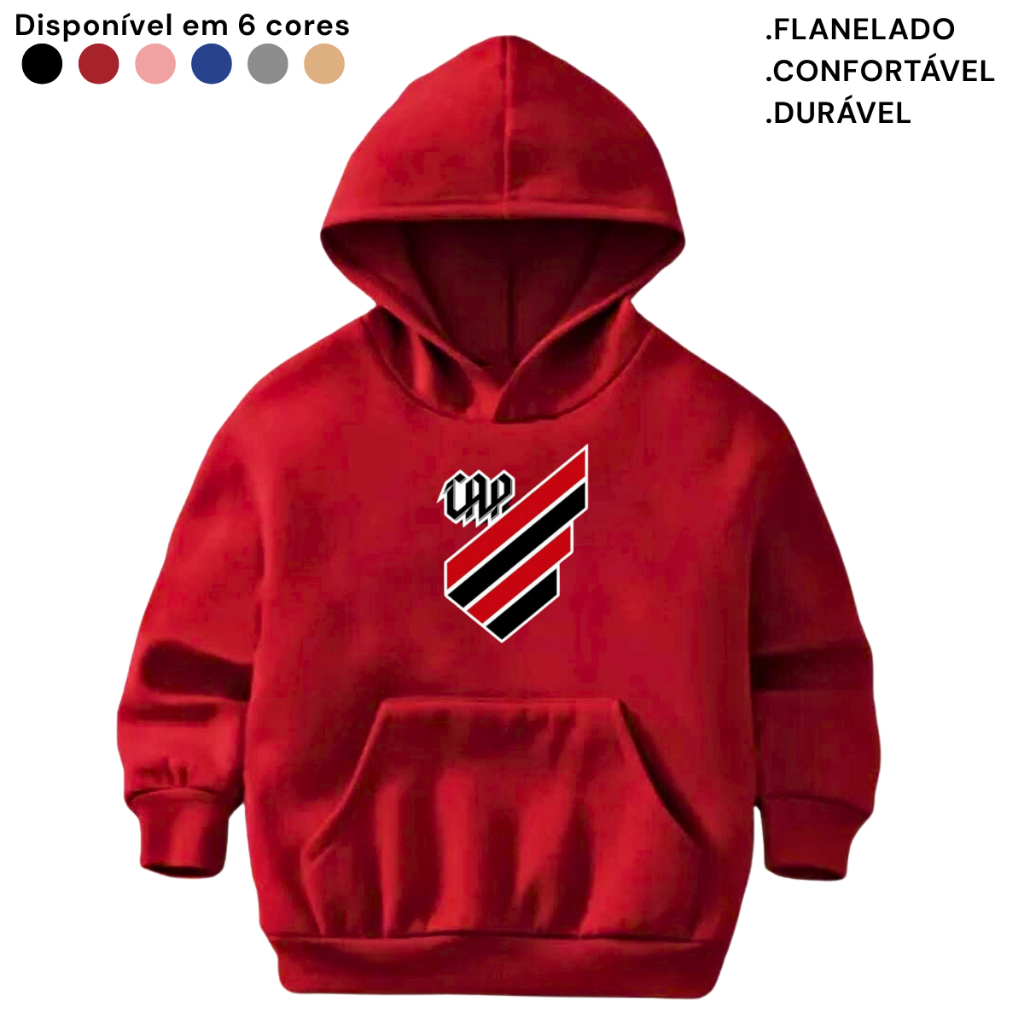 Moletom Infantil Flanelado Canguru Blusa Quentinha Casaco Athletico Paranaense Furacao Times em Oferta na Shopee