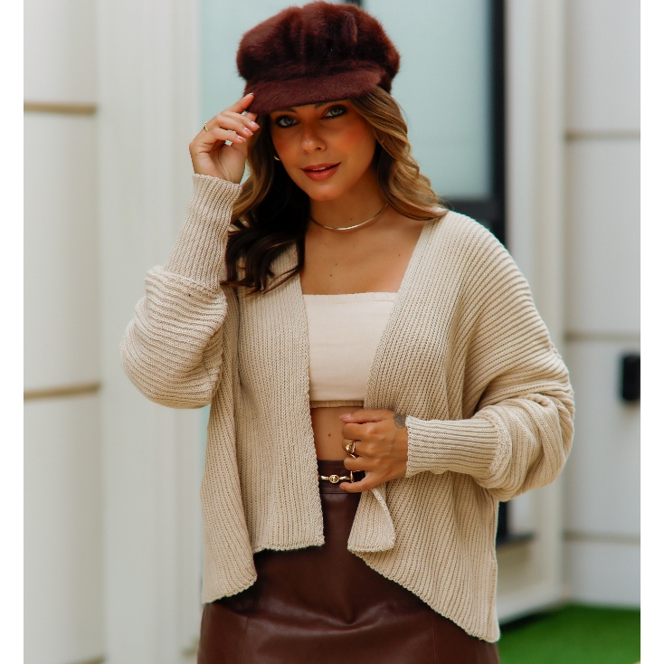 Casaco Amplo Oversized Capa Sobrepor Casulo Xale Tricot