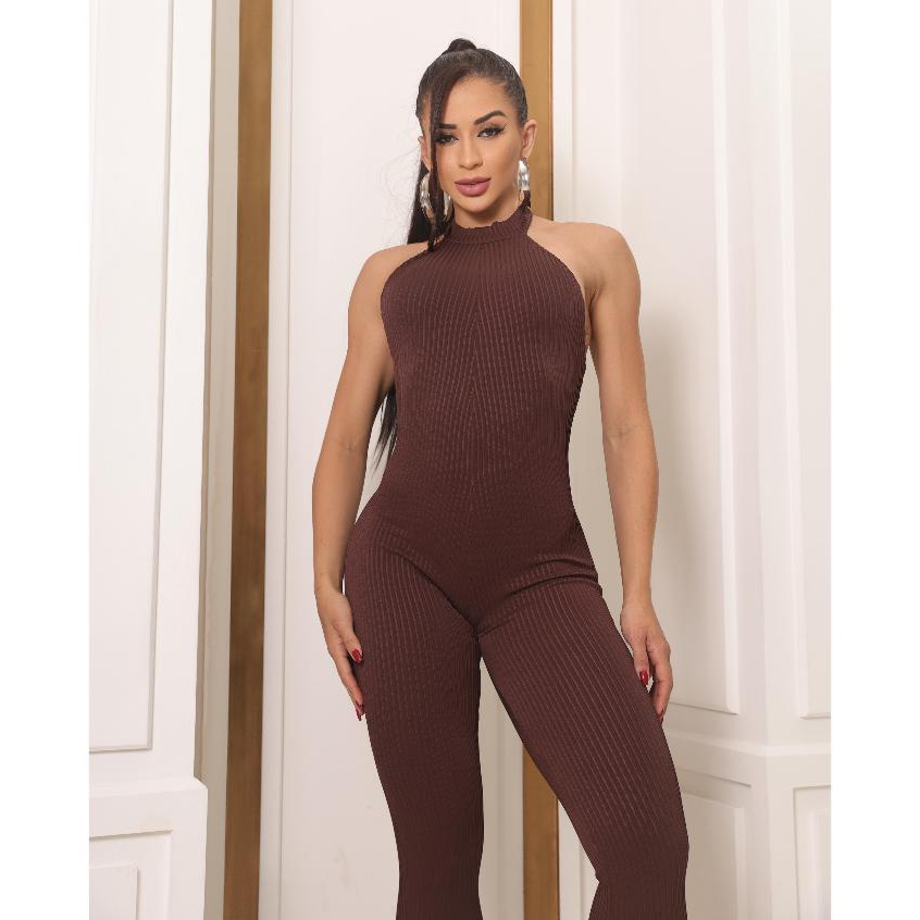 Macacão Feminino Acinturado Tendência Costas Nua Moda Gringa em Oferta na Shopee