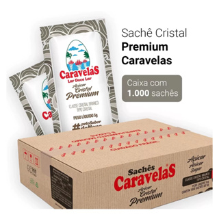 Açúcar Cristal Caravelas Sachê Cx. 5kg 1000un - 5g em Oferta na Shopee