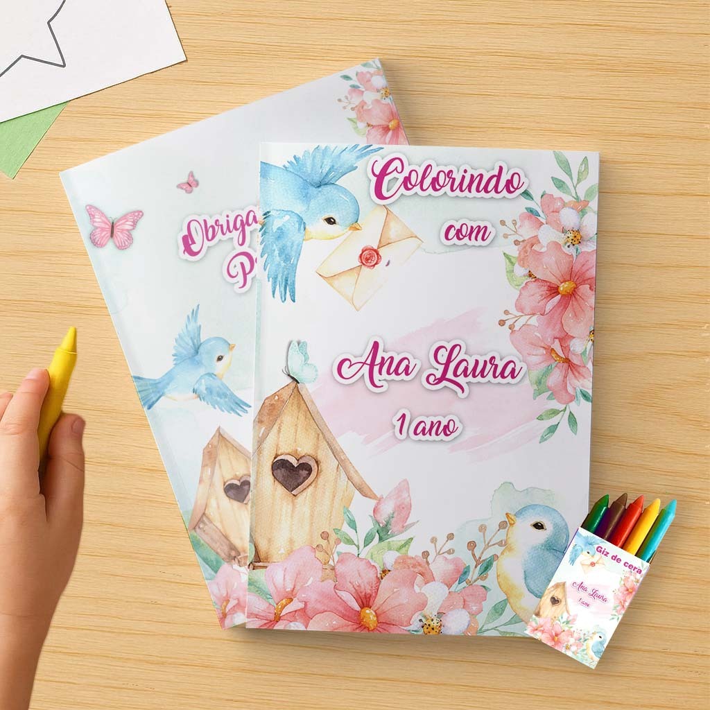 Kit Colorir E Giz De Cera Jardim Encantado Personalizado lembrancinha 10x15 em Oferta na Shopee