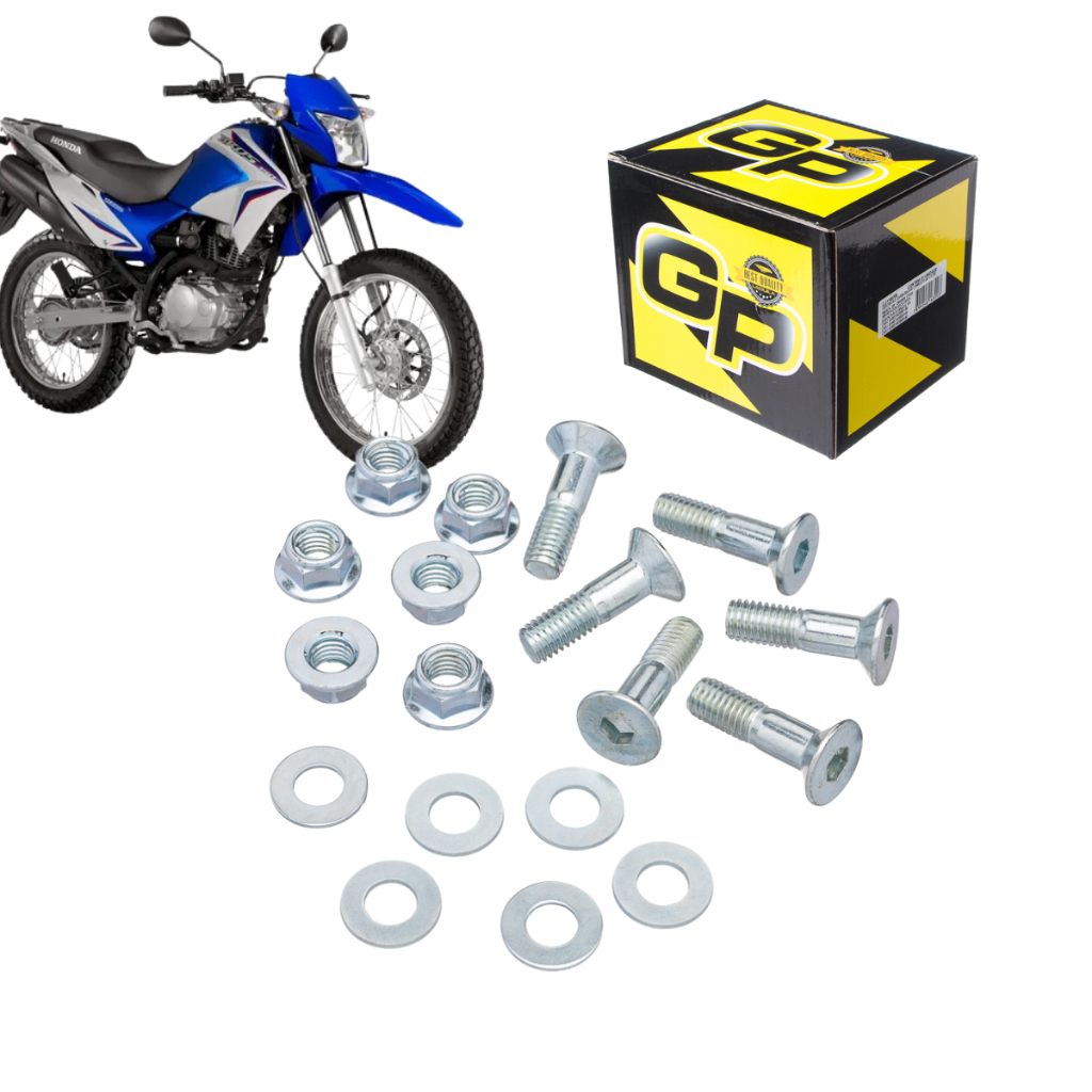 Kit Parafuso Coroa Original GP7 (18 Peças) Moto Honda NXR Bros 125\150 CRF 230 XR 250 Tornado (2001 a 2008)