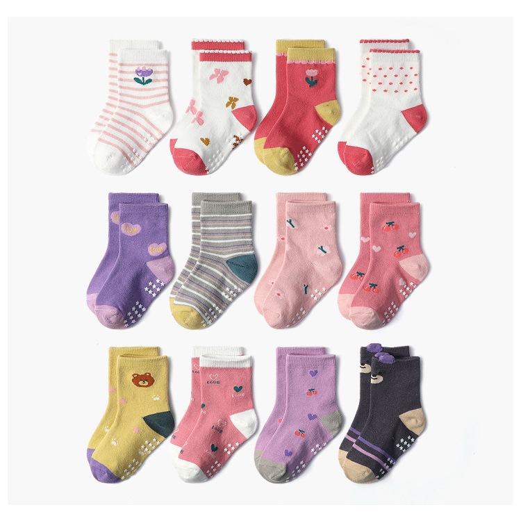 Kit 6/12 Pares de Meias Infantil Feminina Antiderrapante Menor Preço Do Brasil em Oferta na Shopee