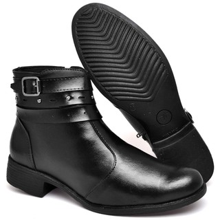 Bota Feminina Inverno Estilosa com Fivela Cano Curto em Sintético