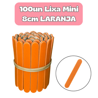 100un Mini Lixa 8cm cor LARANJA para Manicure Pedicure Clinica de Estética Descartavel em Oferta na Shopee