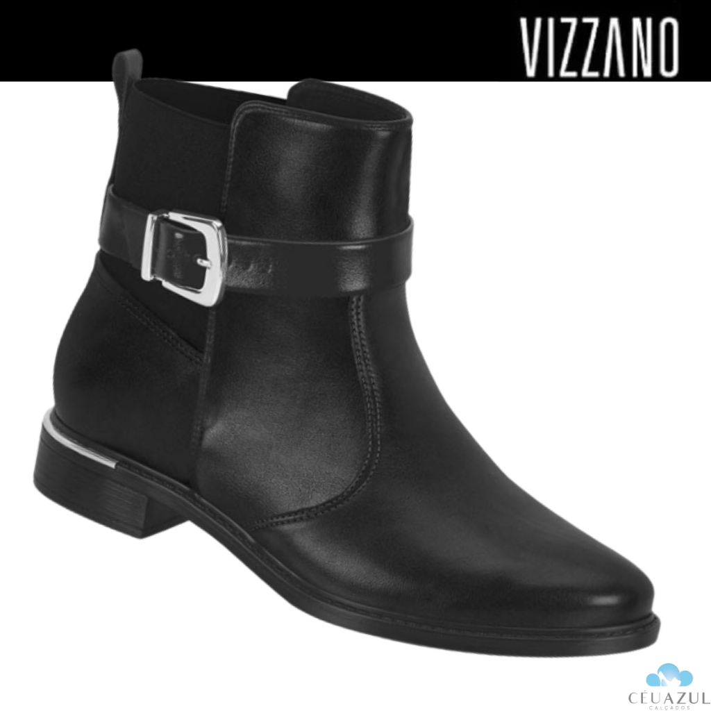 Bota Vizzano Feminina Cano Curto Fivela Conforto Elegância