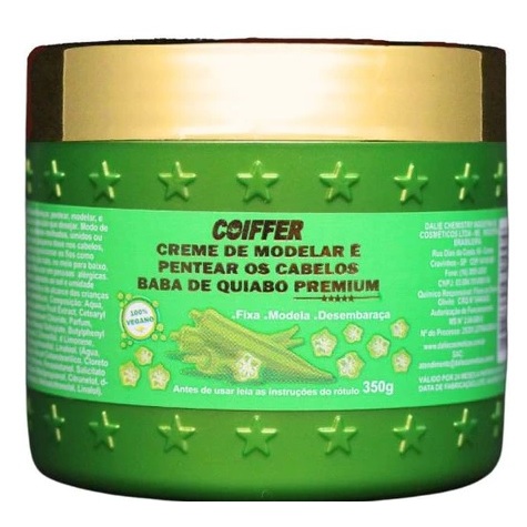 Creme de Modelar e Pentear Baba de Quiabo Premium Coiffer 350g em Oferta na Shopee