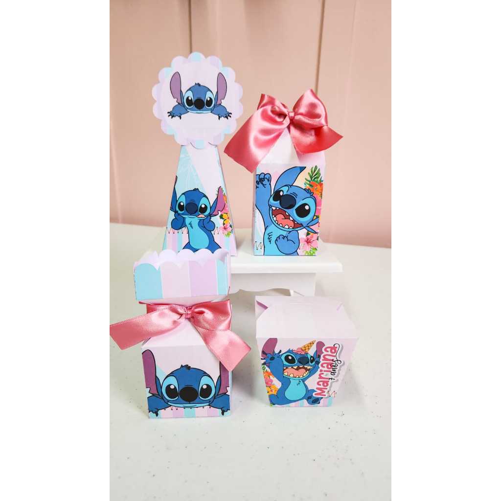 KIT FESTA ECONÔMICO STITCH Caixinhas Personalizadas | Lembrancinhas | Festa | Aniversários | Caixa Milk Pirâmide