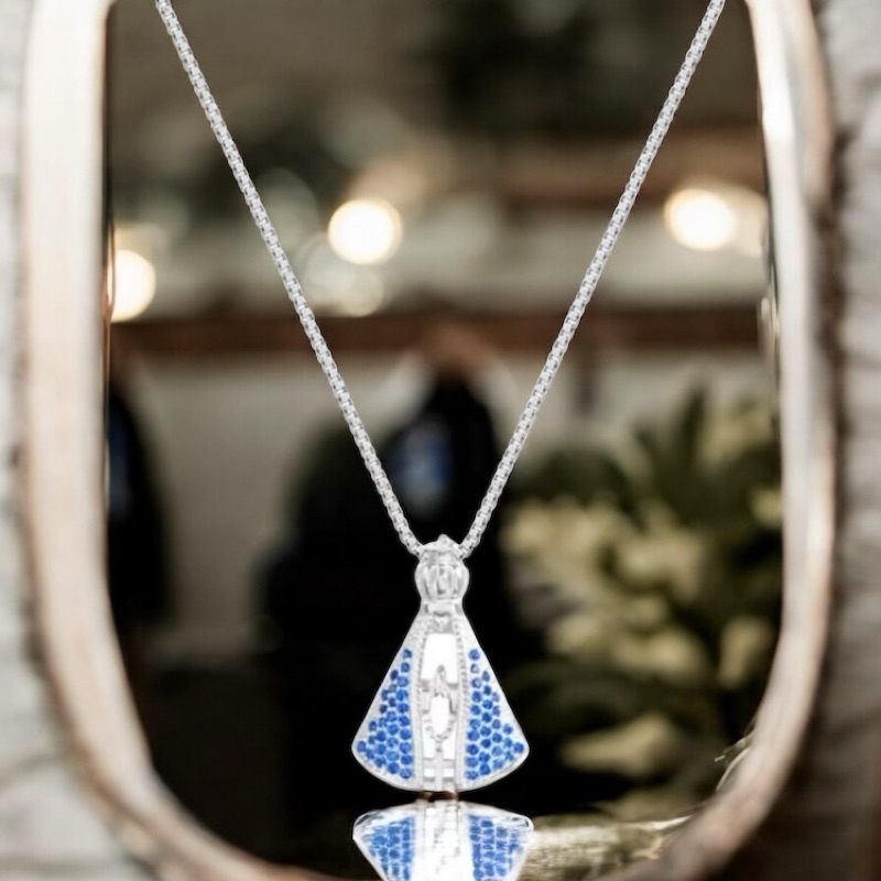 Colar Feminino Nossa Senhora Aparecida pingente  e Corrente Veneziana Folheado em Oferta na Shopee