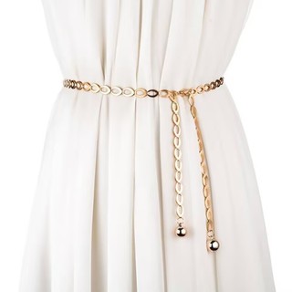 Cinto de metal com corrente fina, acessórios de moda corrente C链
