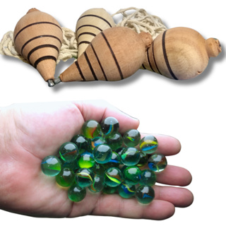 Kit 50 Bolinhas De Gude Vidro burquinha fubeca olho de gato com 4 Piões carrapeta De Madeira em Oferta na Shopee