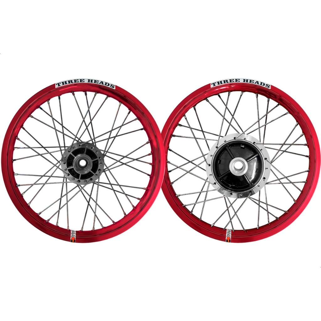 Par Roda Three Heads Aro Alumínio Vermelho Fan Titan 150 160