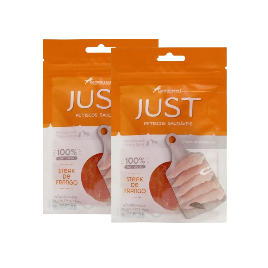 Kit 2 Petisco Just Frango Cozido 55g Para Cães E Gatos Sache Alimento Umido Premium Natural