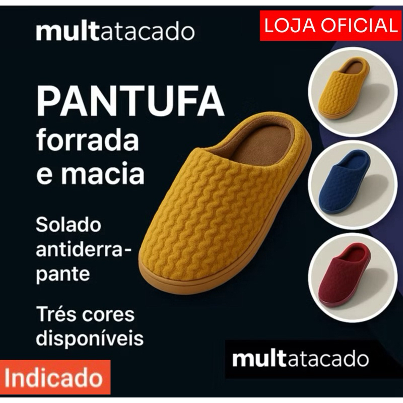 Pantufa BRASIL Moderna De Inverno Quente Antiderrapante confortável para Adulto, chinelo  confortável