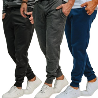 JOGO 3 Calça Moletom masculina PELUCIADA calça FLANELADA inverno masculino Frio em Oferta na Shopee
