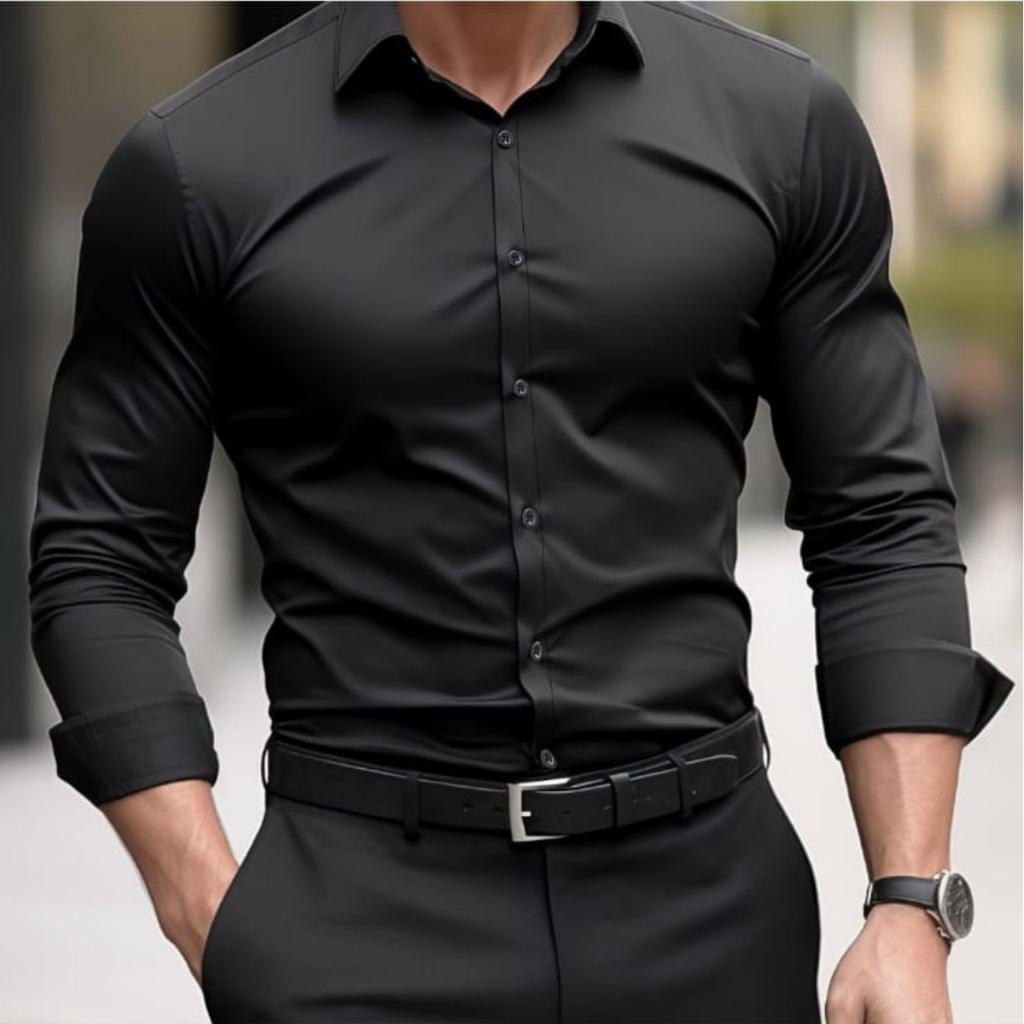 Camisa Social Masculina Manga Longa Slim Fit Casual Lisa