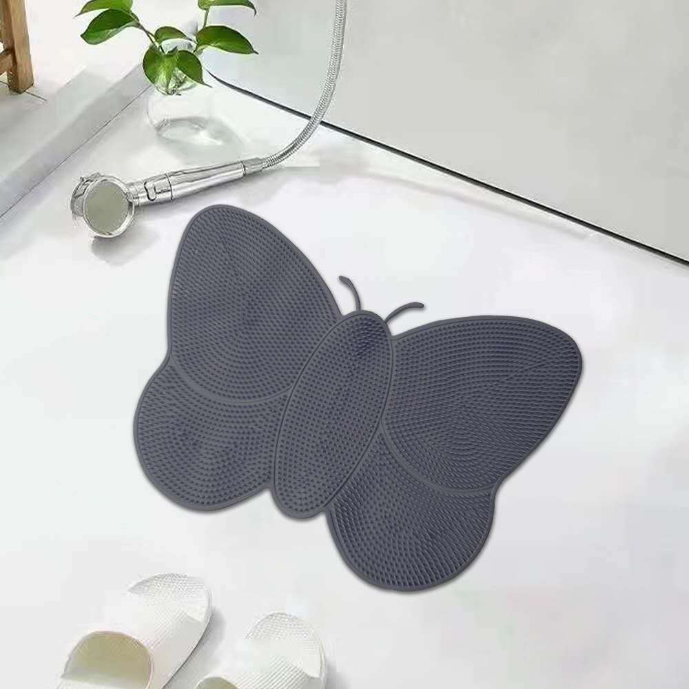 Tapete Box Borboleta Massagem Pés Relaxante Banheiro Antiderrapante Com Ventosa
