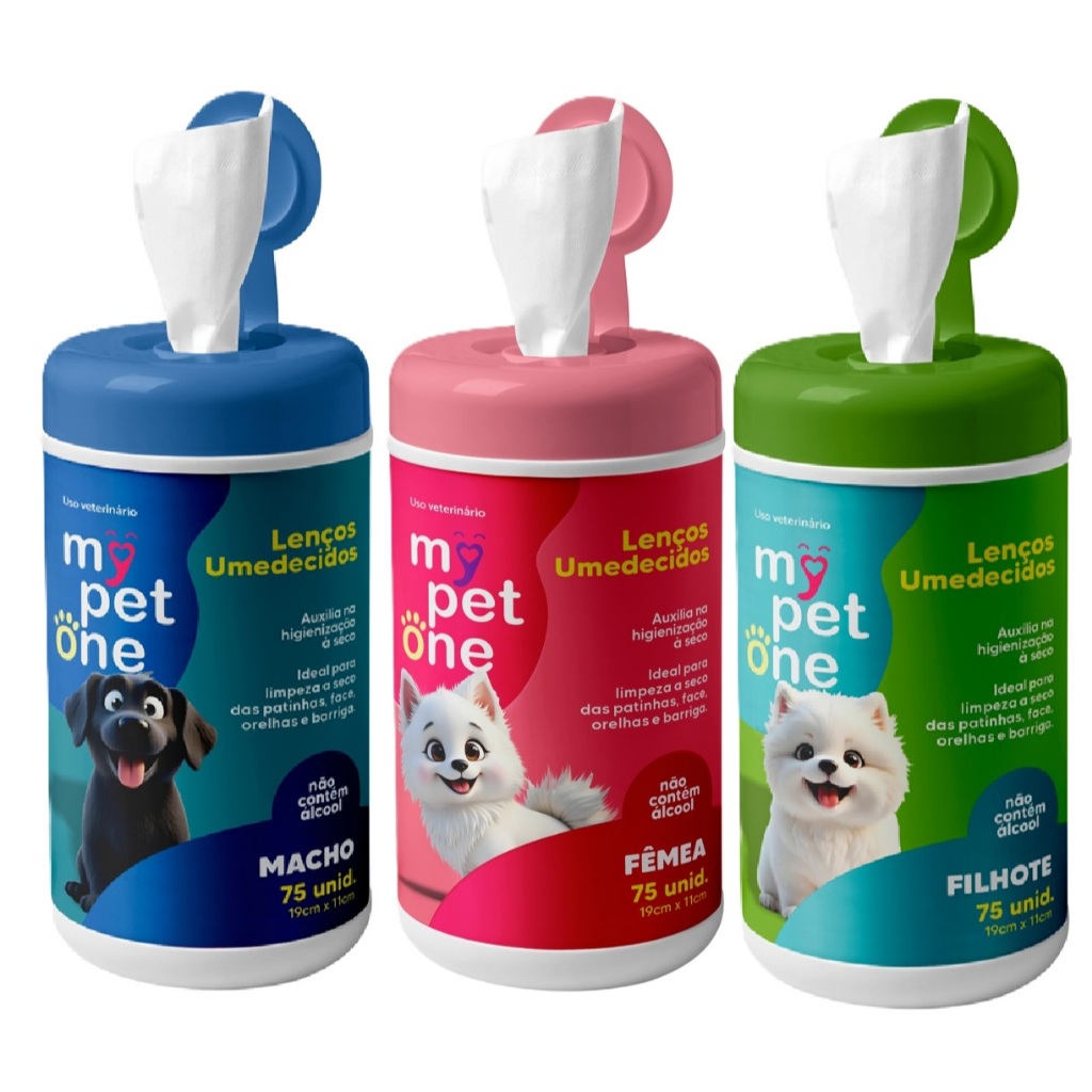 Lenço Umedecido 75 Unidades Para Cães e Gatos Filhotes, Machos e Fêmeas Mypetone em Oferta na Shopee