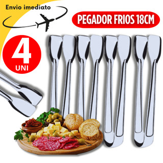 Conjunto Jogo Kit 4 Pegador de Frios Carnes Salgados Salada Premium Inox Casa Cozinha Buffet Restaurante Churrasco