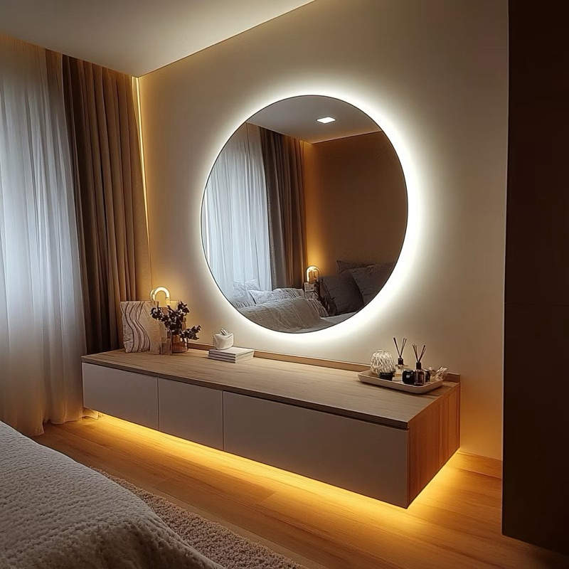 Envio Imediato -Espelho Redondo com Led Grande Para Maquiagem Banheiro + Kit Instalação  luxo