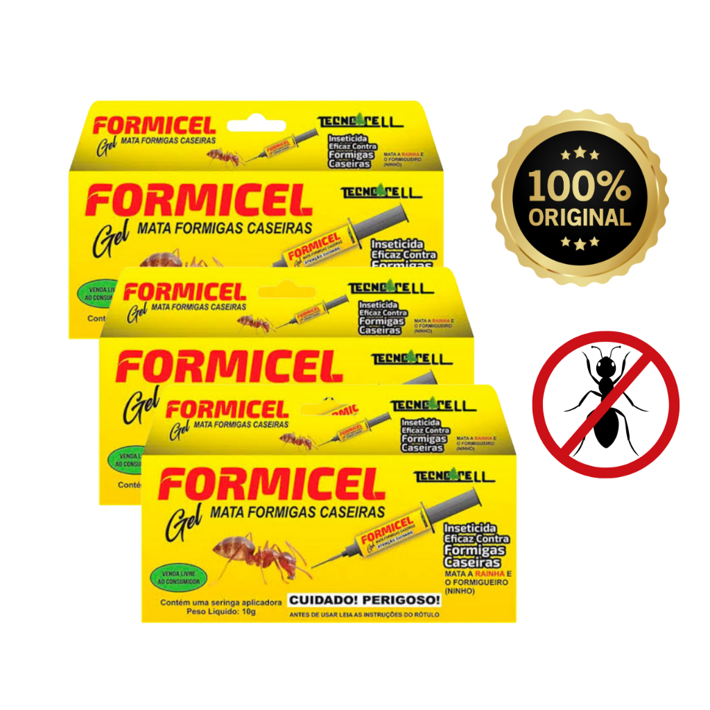 Kit 3 Formicel Gel Elimina Formigas Caseiras 10g